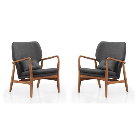 MANHATTAN COMFORT Bradley Accent Chair in Charcoal and Walnut (Set of 2) 2-AC015-CC